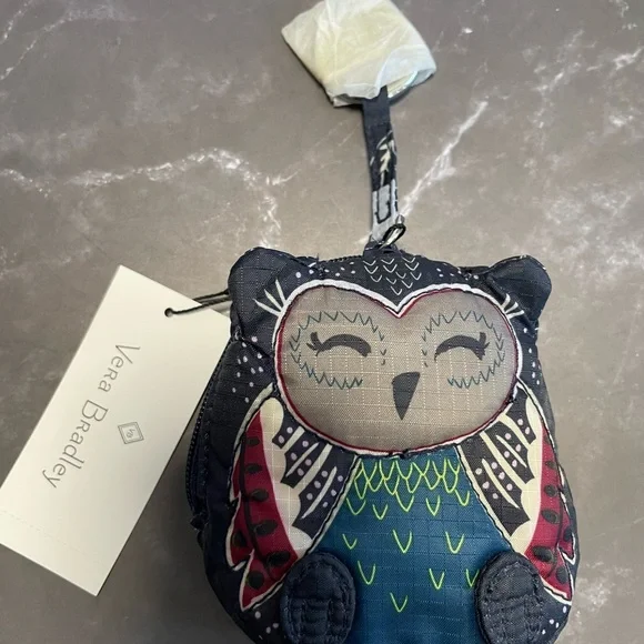 NWT Vera Bradley Owl Collapsible Tote in Night Sky Keychain - Picture 2 of 12